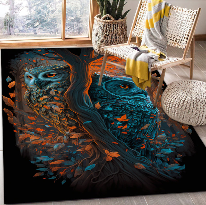 Heart Magical Forest Owls Carpet Rug Home Room Decor Nearkii