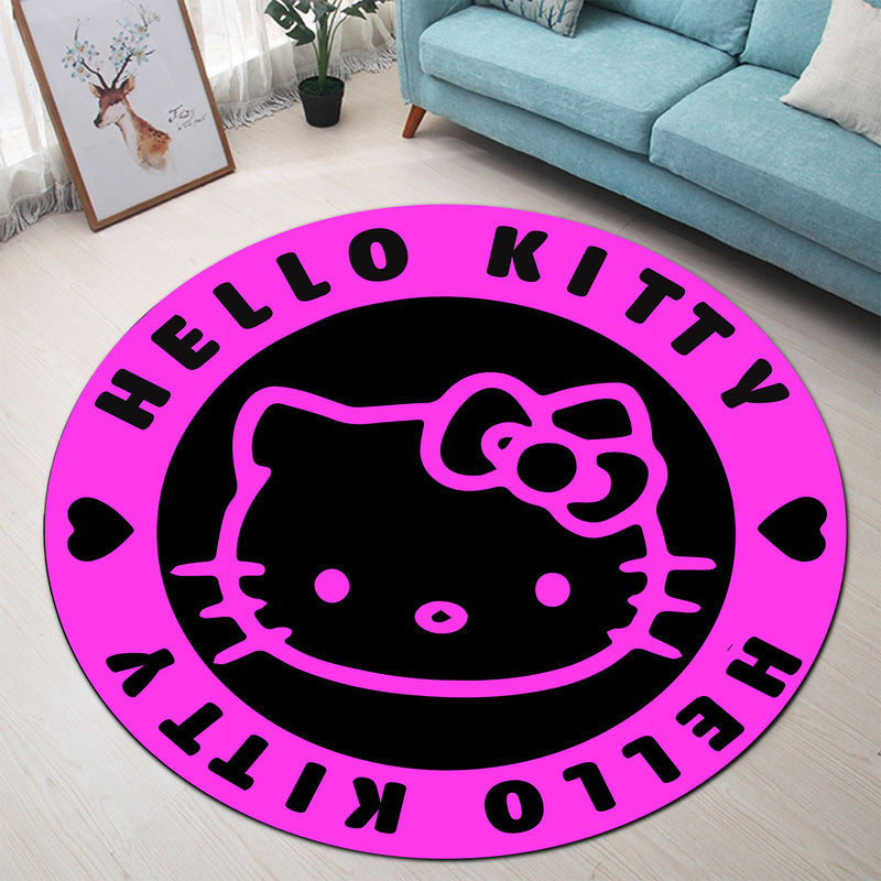 Hello Kitty Pink Round Carpet Rug Bedroom Livingroom Home Decor