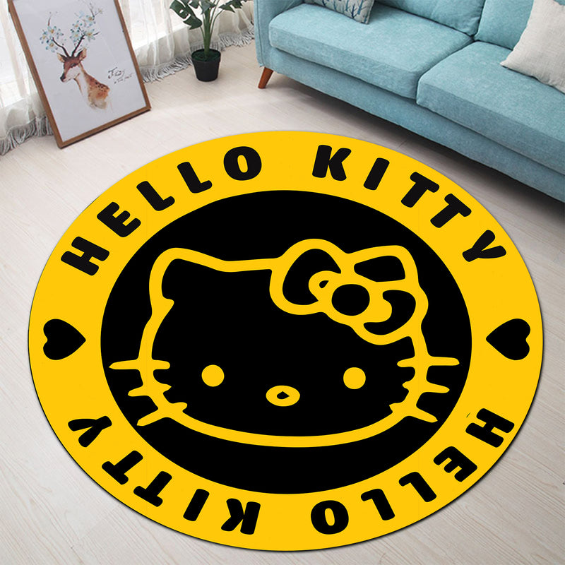 Hello Kitty Yellow Round Carpet Rug Bedroom Livingroom Home Decor