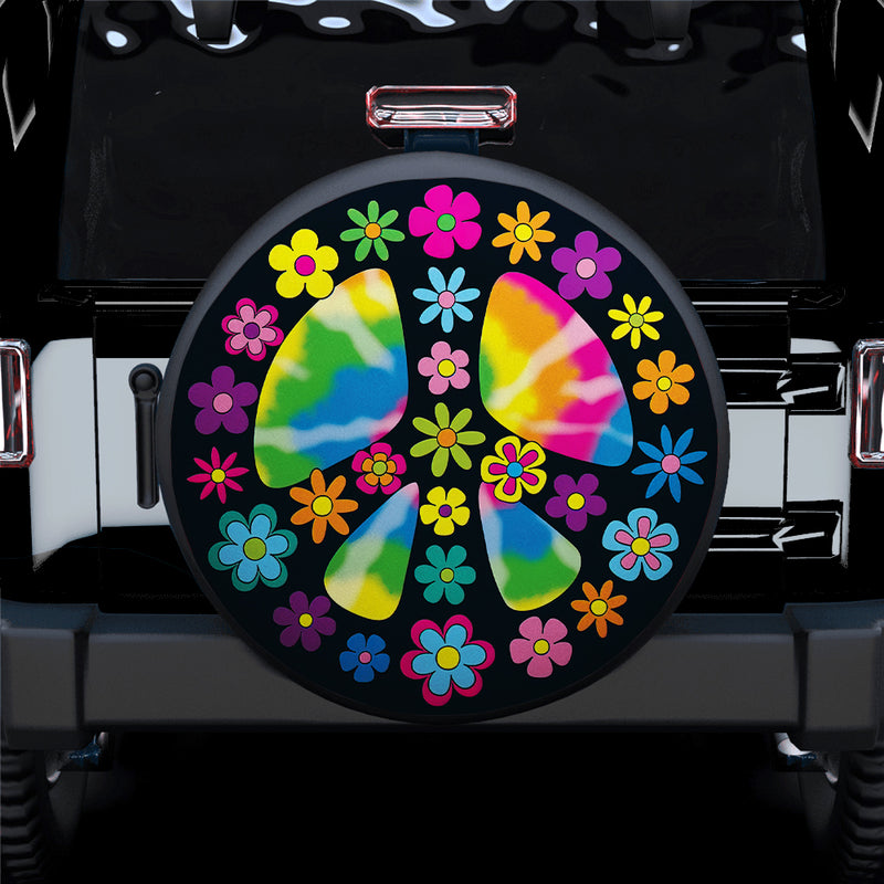 Hippie Peace Sign Flower Floral Spare Tire Covers Gift For Campers Nearkii