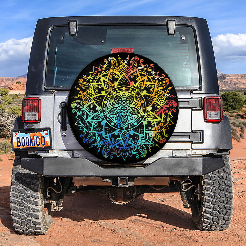 Mandala Flower Jeep Car Spare Tire Covers Gift For Campers Nearkii