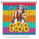 Hippie Girl Sunflower Shower Curtain Nearkii