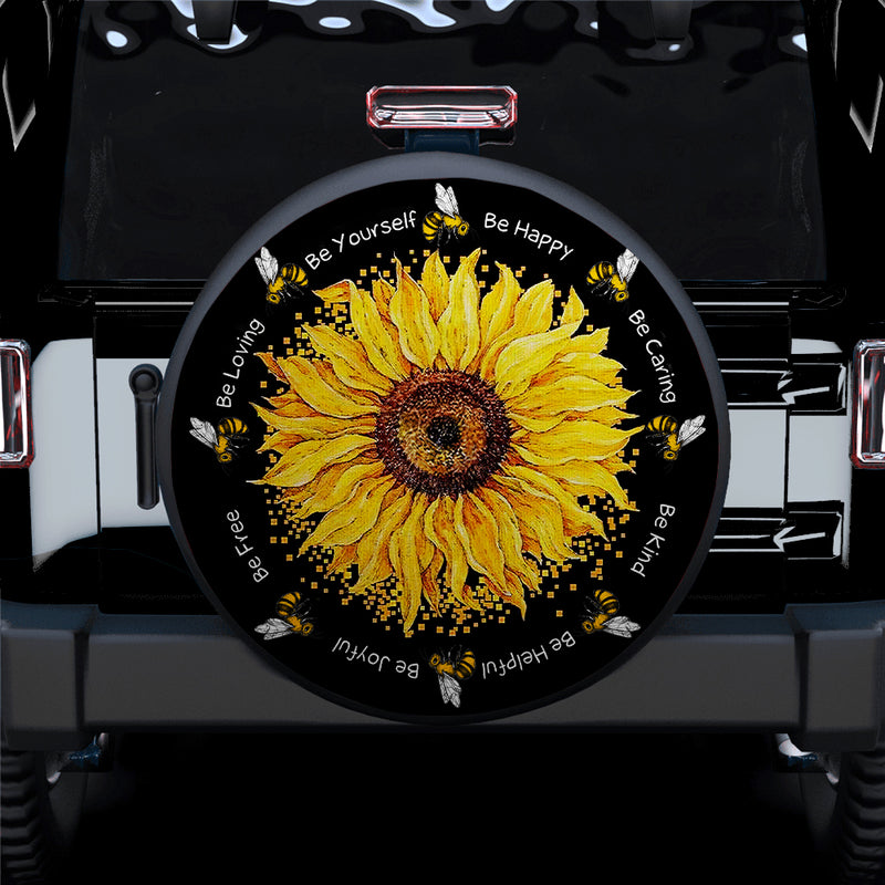 Honey Bee Sunflower Jeep Car Spare Tire Covers Gift For Campers Nearkii