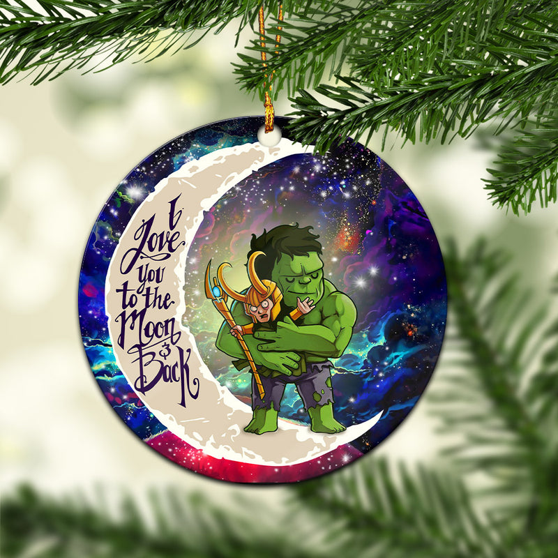 Hulk And Loki Love You To The Moon Galaxy Mica Circle Ornament Perfect Gift For Holiday Nearkii