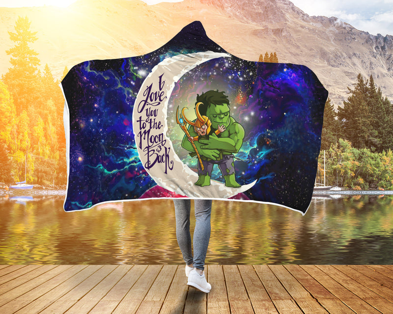 Hulk And Loki Love You To The Moon Galaxy Economy Hooded Blanket Nearkii