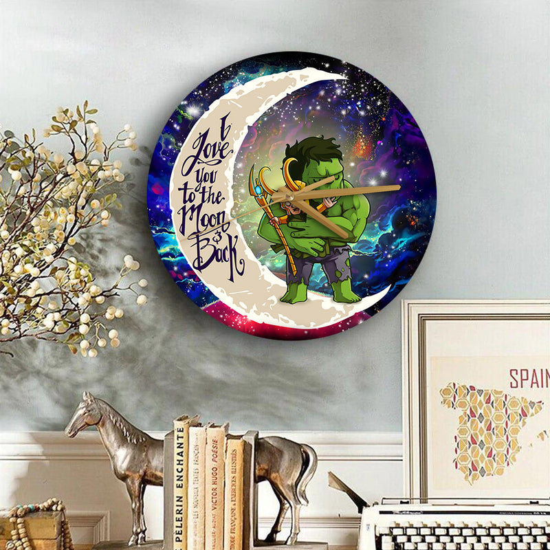 Hulk And Loki Love You To The Moon Galaxy Wood Wall Clock Nearkii