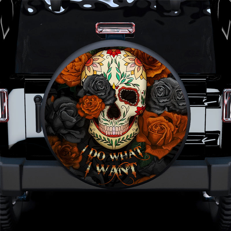 I Do What I Want Skull Roses Mandala Car Spare Tire Covers Gift For Campers Nearkii