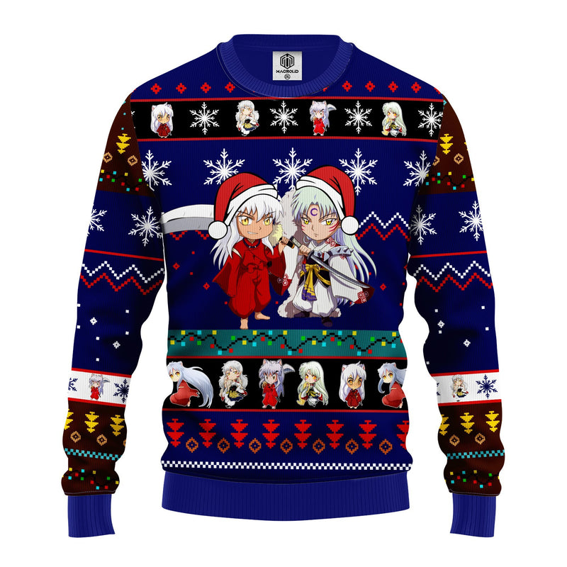 Inuyasha Ugly Christmas Sweater Blue 1 Amazing Gift Idea Thanksgiving Gift Nearkii