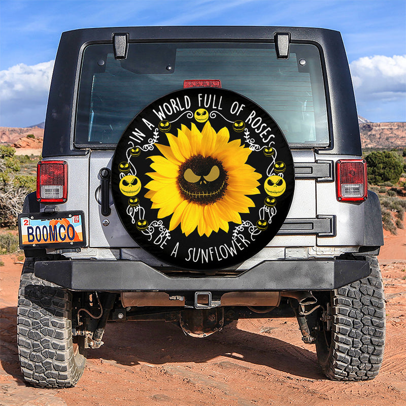Jack Skellington Sunflower Car Spare Tire Covers Gift For Campers Nearkii