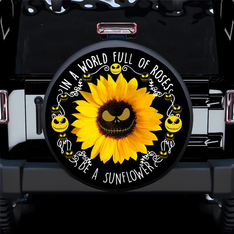 Jack Skellington Sunflower Car Spare Tire Covers Gift For Campers Nearkii