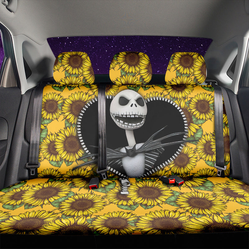 Jack Nightmare Before Christmas Sunflower Zipper Car Back Seat Covers Decor Protectors Nearkii