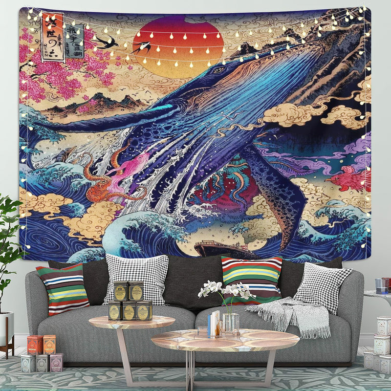 Whale Japanese Style Art Tapestry Room Decor Nearkii