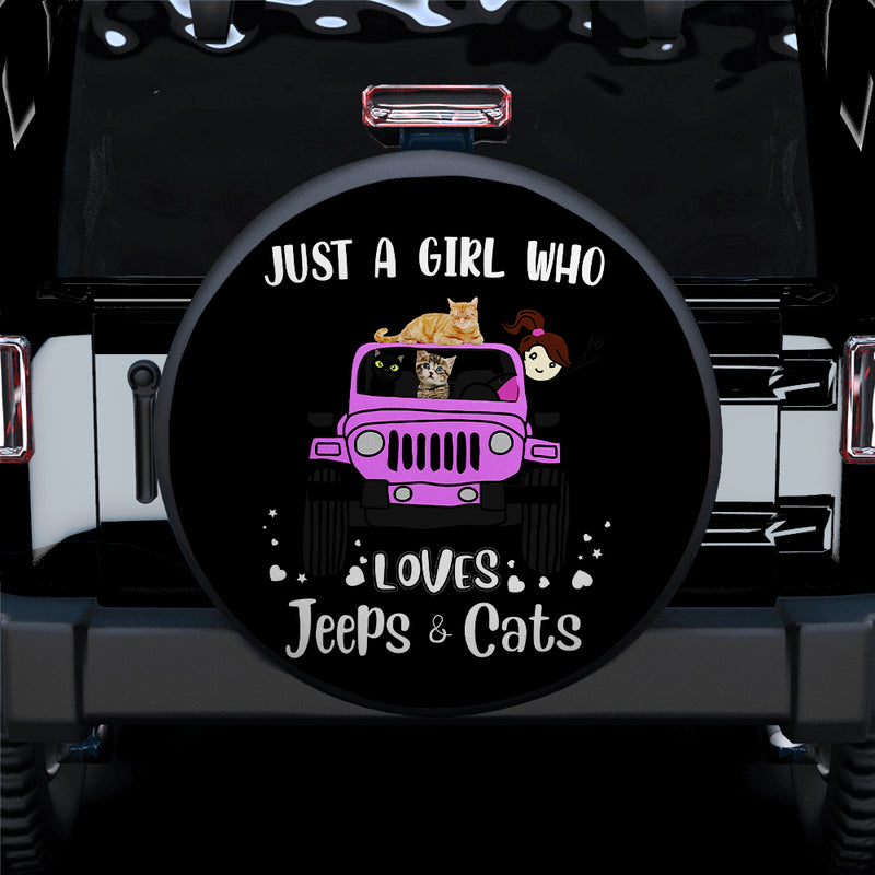 Just A Girl Who Love Jeep And Cat Pink Car Spare Tire Covers Gift For Campers Nearkii