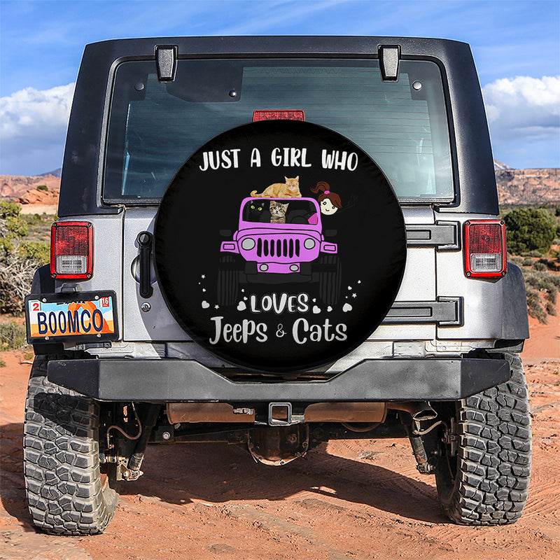 Just A Girl Who Love Jeep And Cat Pink Car Spare Tire Covers Gift For Campers Nearkii