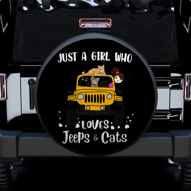 Just A Girl Who Love Jeep And Cat Yellow Car Spare Tire Covers Gift For Campers Nearkii