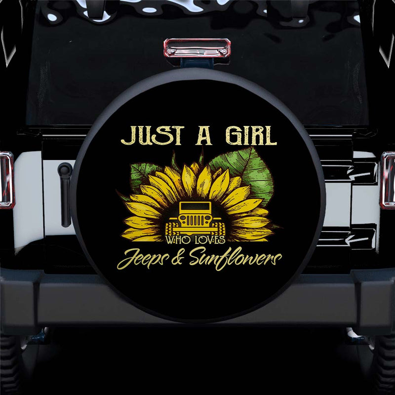 Just A Girl Who Love Jeep And Sunflower 2 Car Spare Tire Covers Gift For Campers Nearkii