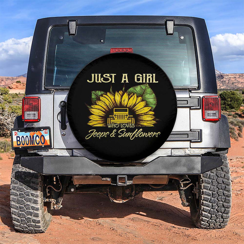 Just A Girl Who Love Jeep And Sunflower 2 Car Spare Tire Covers Gift For Campers Nearkii