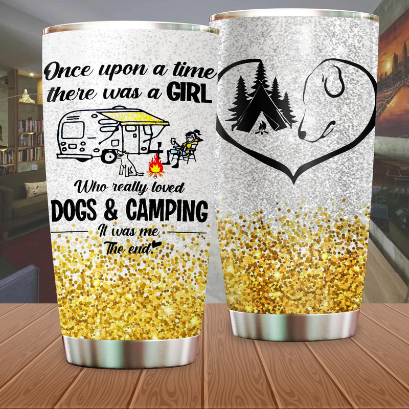 Just A Girl Who Really Loved Dogs & Camping Camfire Tumbler 2023 Nearkii