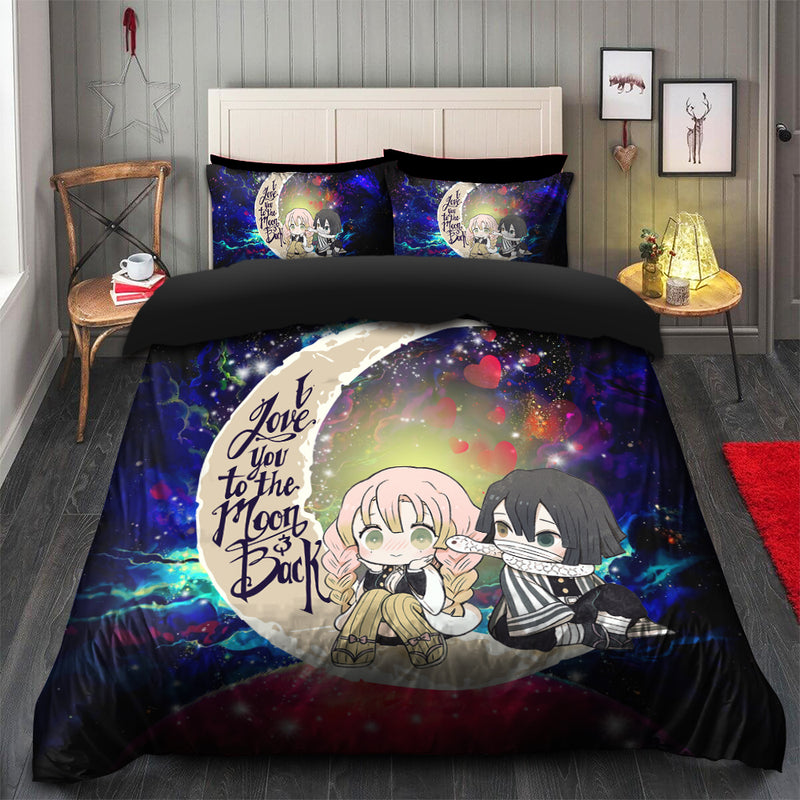 Kanroji And Kaburamaru Demon Slayer Anime Love You To The Moon Galaxy Bedding Set Duvet Cover And 2 Pillowcases Nearkii
