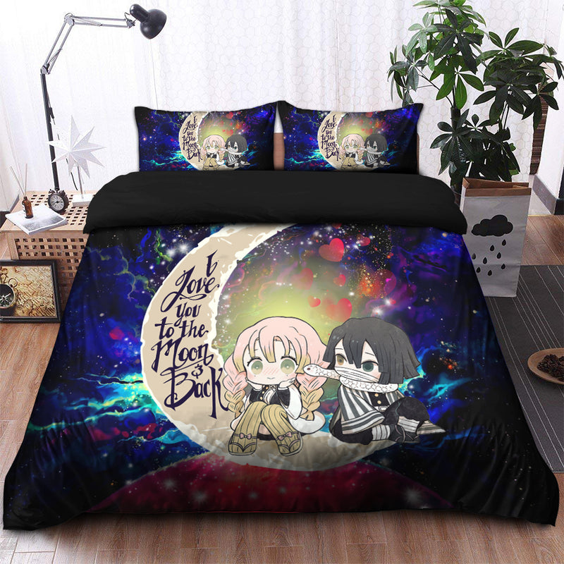 Kanroji And Kaburamaru Demon Slayer Anime Love You To The Moon Galaxy Bedding Set Duvet Cover And 2 Pillowcases Nearkii
