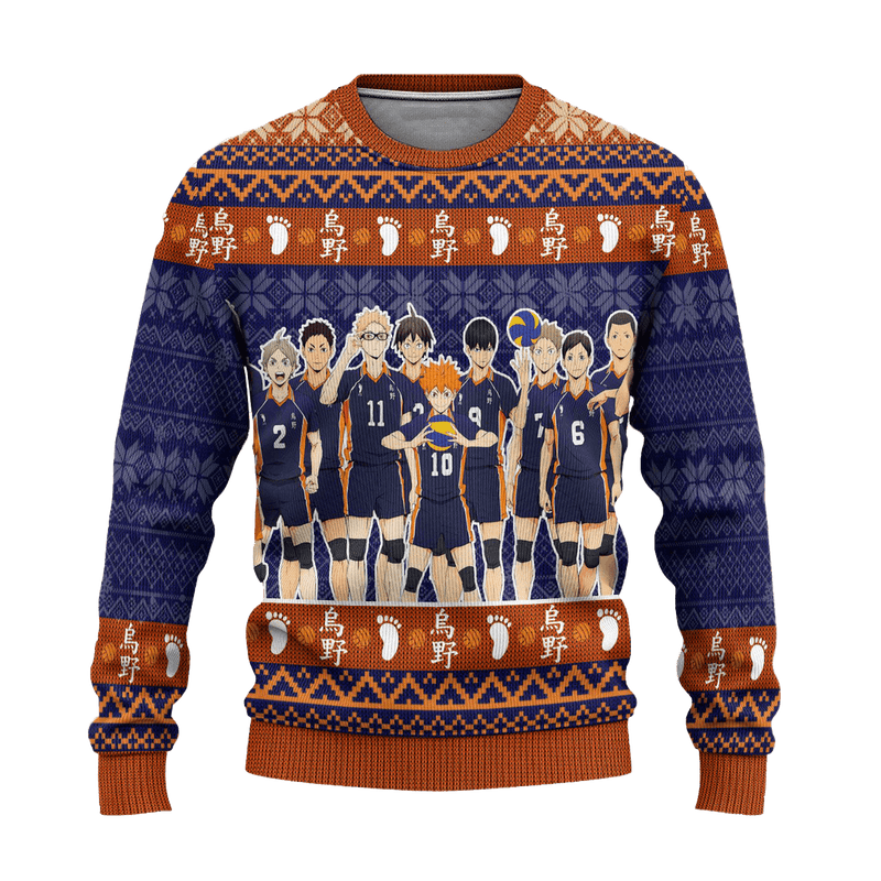 Karasuno High Ugly Christmas Sweater Haikyuu Anime Xmas Gift Nearkii