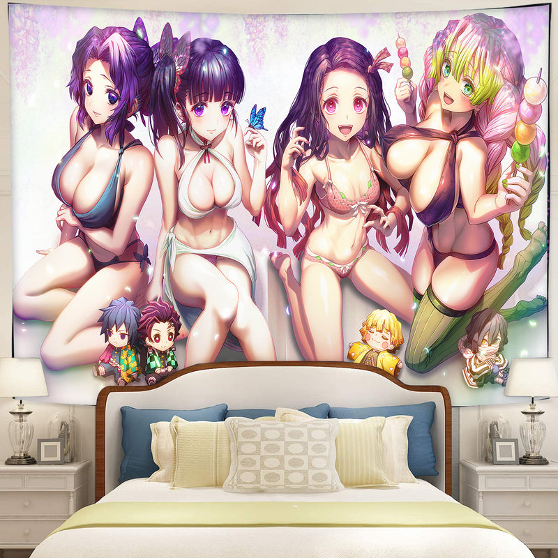 Kimetsu No Yaiba Demon Slayer Girls Anime Tapestry Room Decor Nearkii