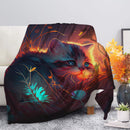Kitten Bedded Down In The Grass Safe And Cozy Fireflies Moonlight Premium Blanket