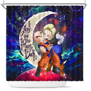 Krillin And Android 18 Dragon Ball Love You To The Moon Galaxy Shower Curtain Nearkii