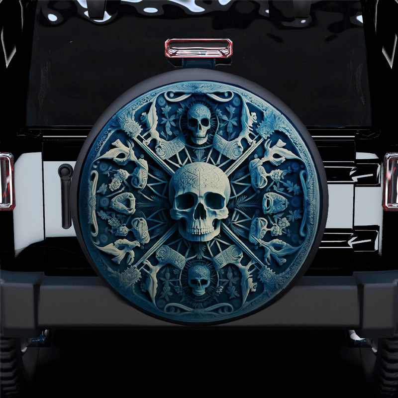Skull And Bones Mandala Car Spare Tire Cover