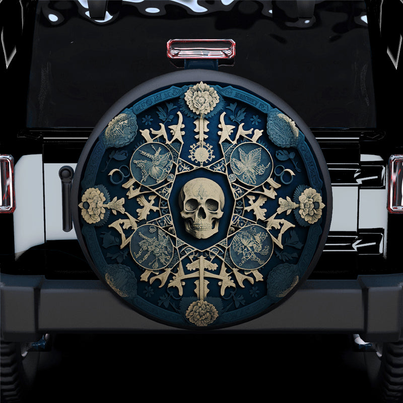 Skull And Bones Mandala Jeep Car Spare Tire Cover 1