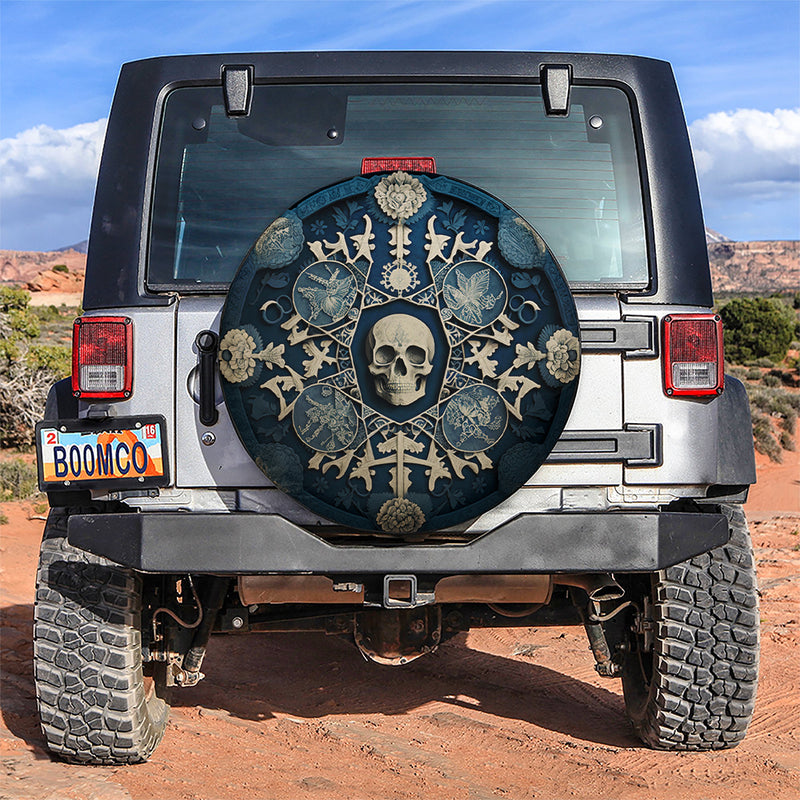 Skull And Bones Mandala Jeep Car Spare Tire Cover 1