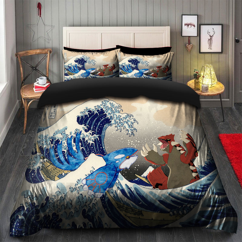 Kyogre Vs Groudon The Great Wave Japan Pokemon Bedding Set Duvet Cover And 2 Pillowcases