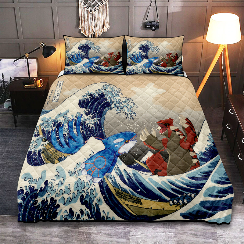 Kyogre Vs Groudon The Great Wave Japan Pokemon Quilt Bed Sets