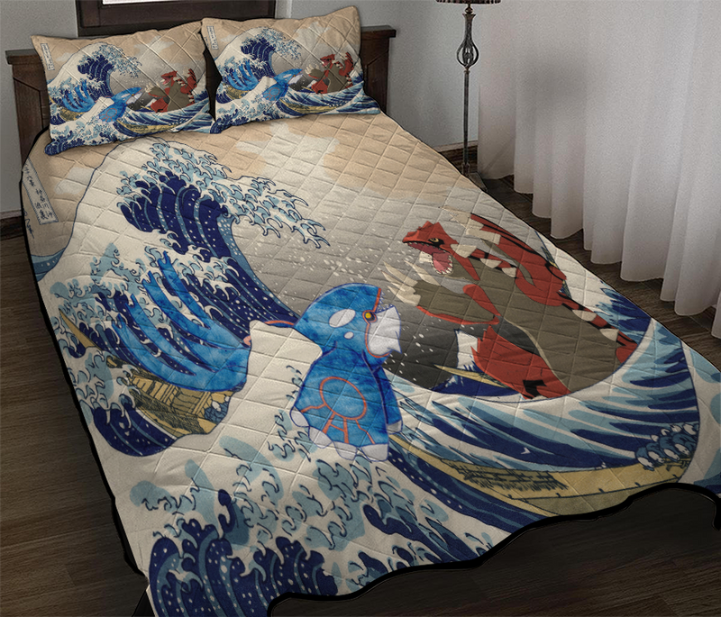 Kyogre Vs Groudon The Great Wave Japan Pokemon Quilt Bed Sets
