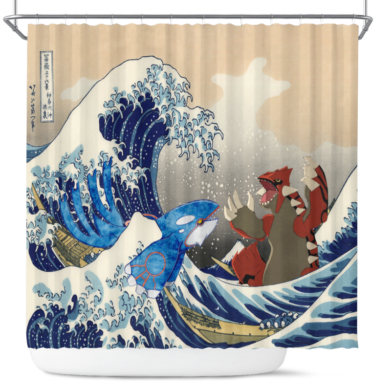 Kyogre Vs Groudon The Great Wave Japan Pokemon Shower Curtain