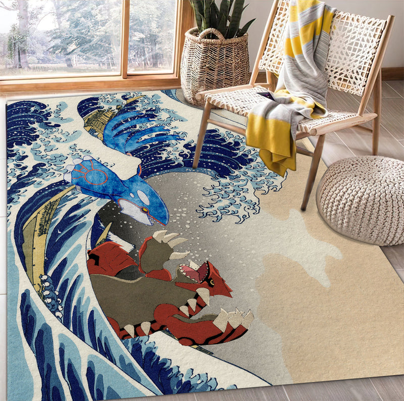 Kyogre Vs Groudon The Great Wave Japan Pokemon Carpet Rug Home Room Decor