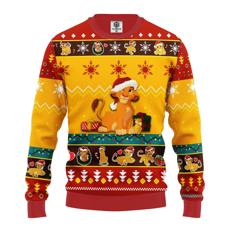 Lion King Simba Ugly Christmas Sweater Yellow 2 Amazing Gift Idea Thanksgiving Gift Nearkii