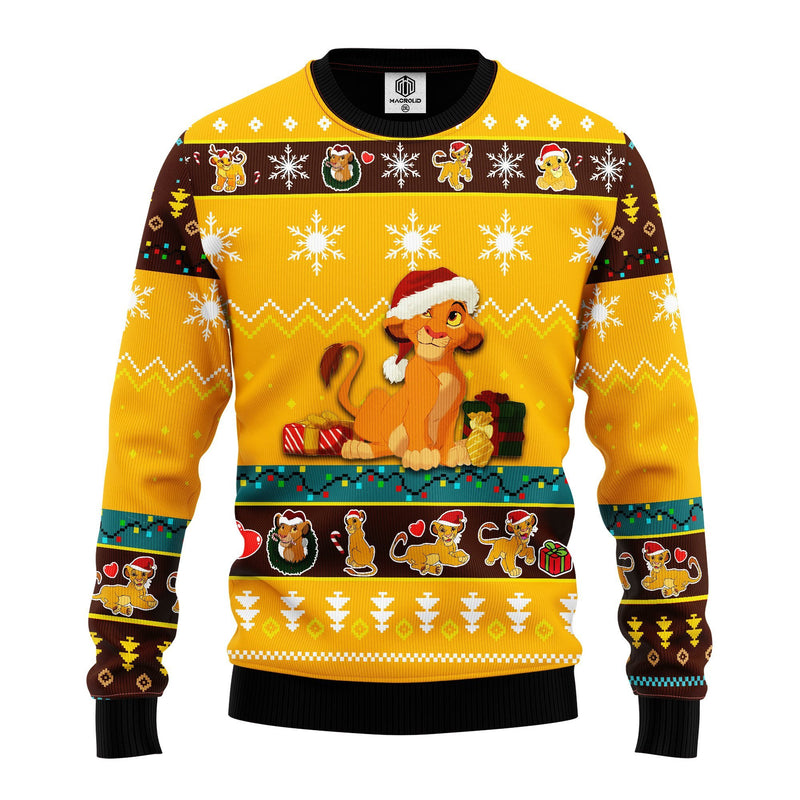 Lion King Simba Ugly Christmas Sweater Yellow 1 Amazing Gift Idea Thanksgiving Gift Nearkii