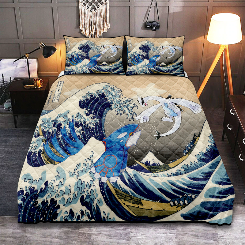 Lugia Vs Kyogre The Great Wave Japan Pokemon Quilt Bed Sets