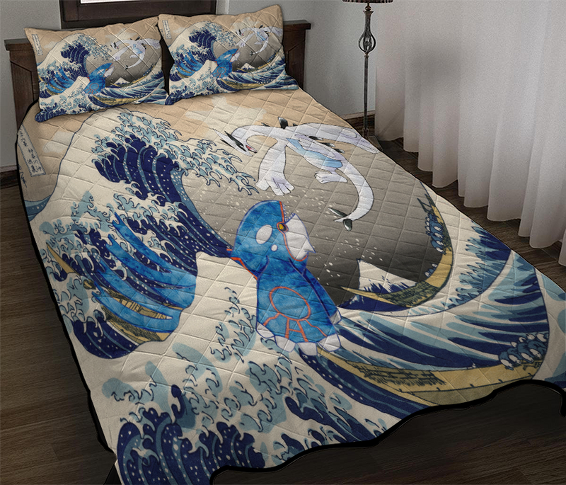 Lugia Vs Kyogre The Great Wave Japan Pokemon Quilt Bed Sets