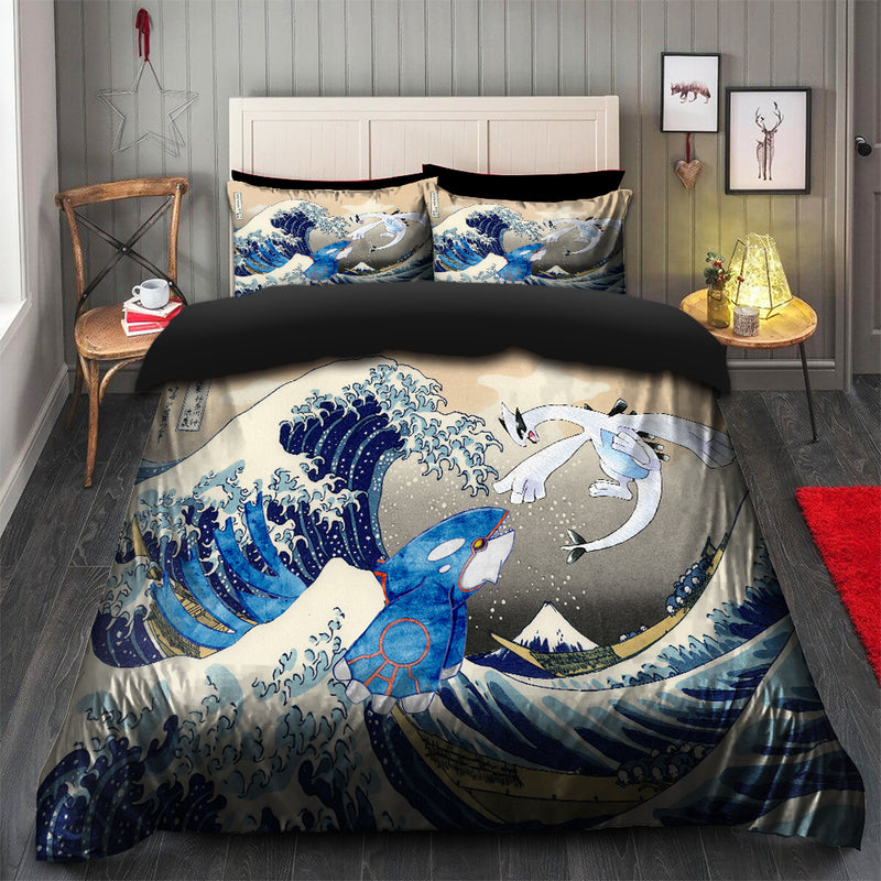 Lugia Vs Kyogre The Great Wave Japan Pokemon Bedding Set Duvet Cover And 2 Pillowcases