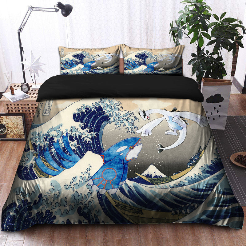 Lugia Vs Kyogre The Great Wave Japan Pokemon Bedding Set Duvet Cover And 2 Pillowcases