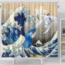 Lugia Vs Kyogre The Great Wave Japan Shower Curtain