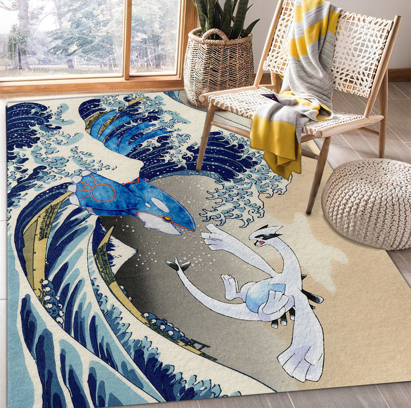 Lugia Vs Kyogre The Great Wave Japan Pokemon Carpet Rug Home Room Decor