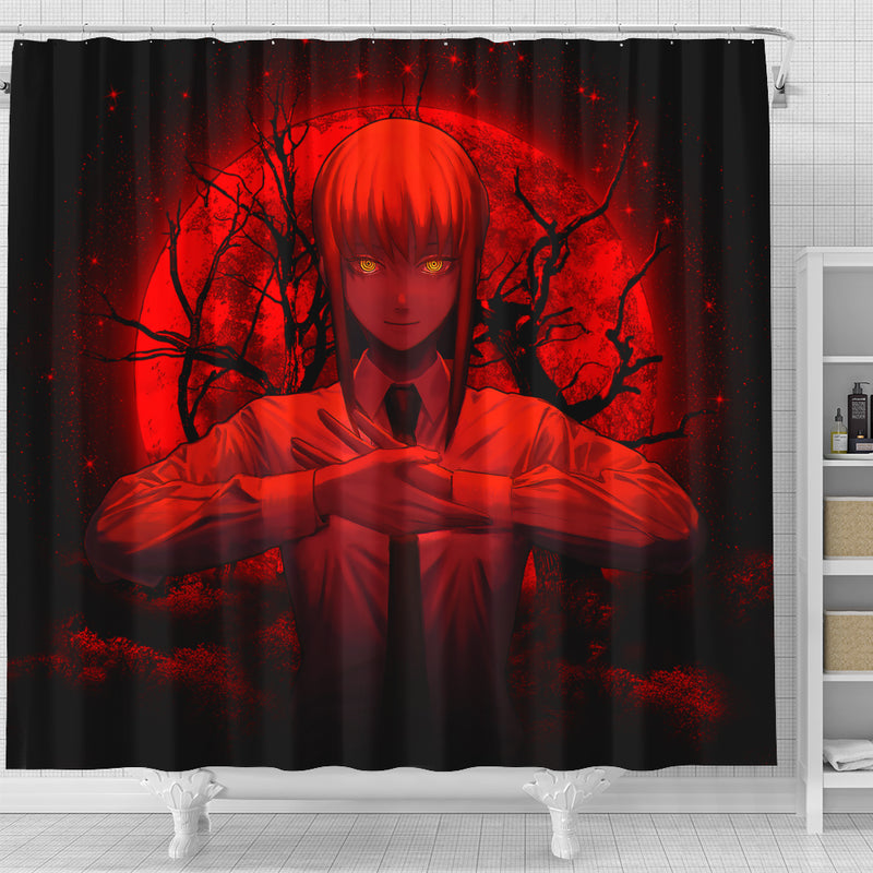 Makima Chainsaw Man Anime Moonlight Shower Curtain Nearkii