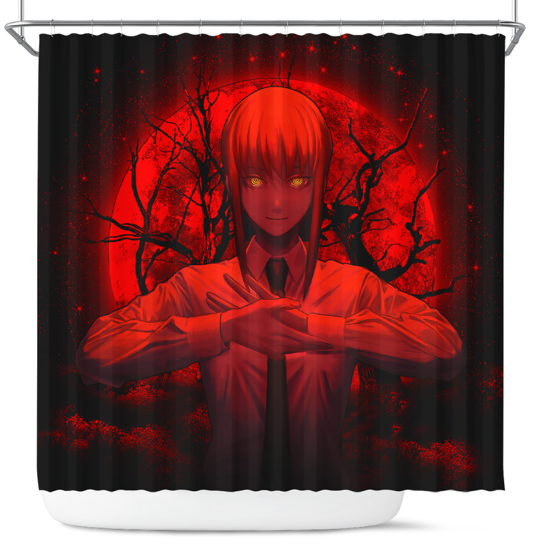 Makima Chainsaw Man Anime Moonlight Shower Curtain Nearkii