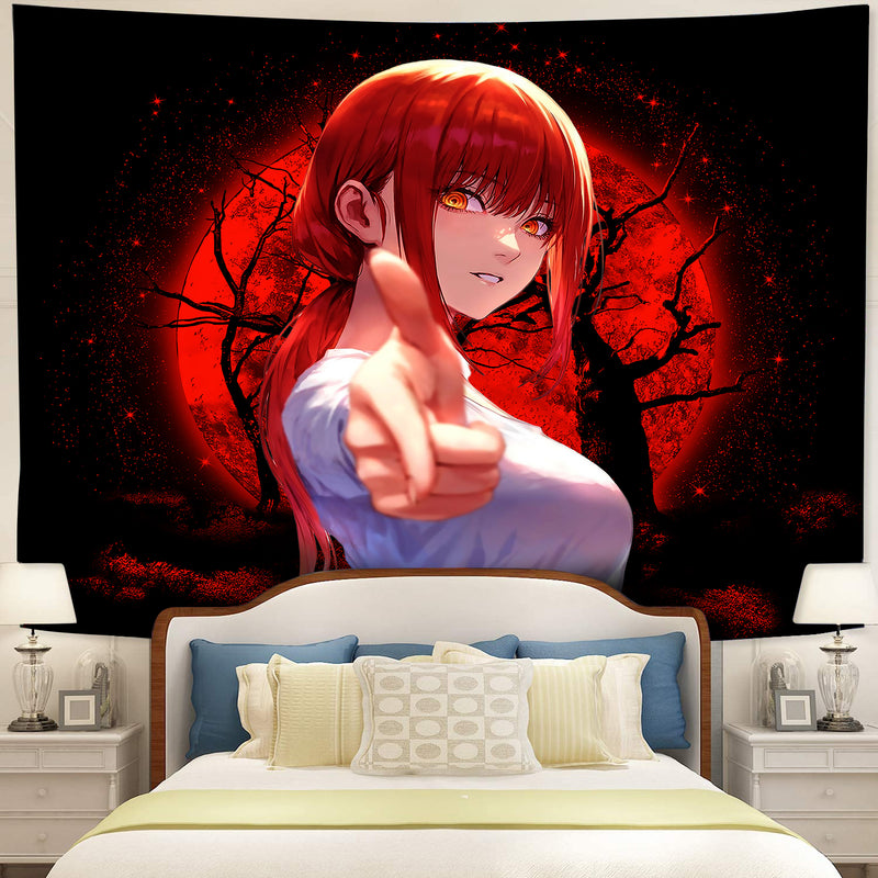 Makima Chainsaw Man 2 Moonlight Tapestry Room Decor Nearkii