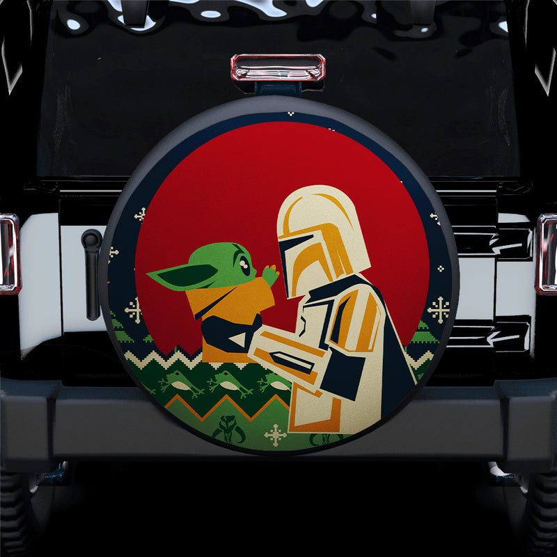 Mandalorian Holding Baby Yoda Car Spare Tire Covers Gift For Campers Nearkii