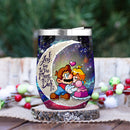 Mario Couple Love You To Moon And Back Premium Wine Tumbler Nearkii