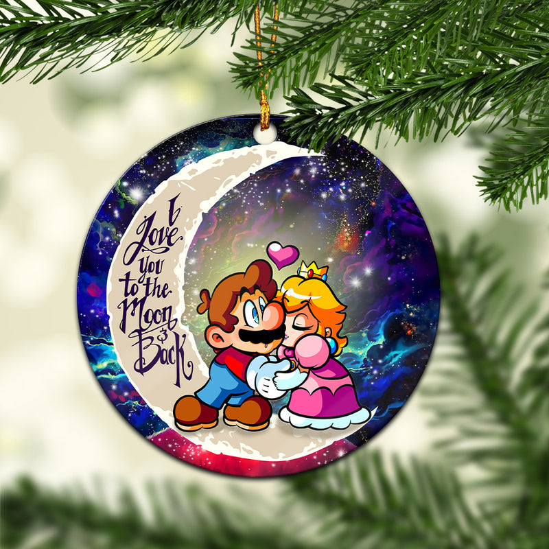 Mario Couple Love You To The Moon Galaxy Mica Circle Ornament Perfect Gift For Holiday Nearkii